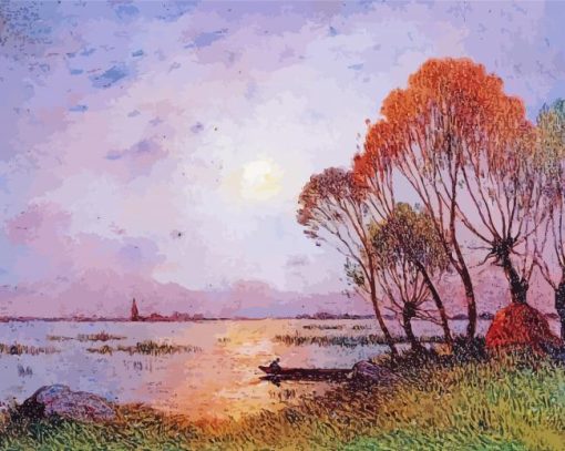 Sunset On The Grande Briere By Ferdinand Du Puigaudeau paint by number