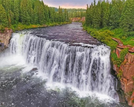 Upper Mesa Falls USA paint by number