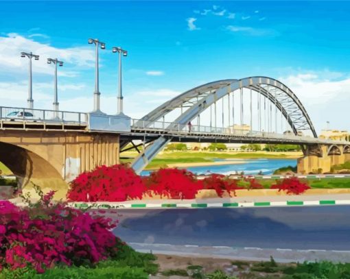 White Bridge Iranian Bridge paint by number