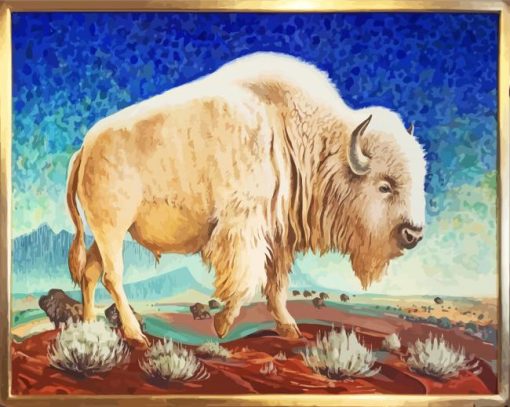 White Buffalo Animal Art paint by number