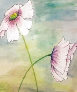 White Poppy Flowers Art Paint by number