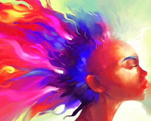 Women With Colorful Hair Art Paint by number