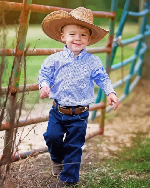 Adorable Little Cowboy paint by number