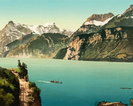 Aesthetic Lake Lucerne Art paint by number