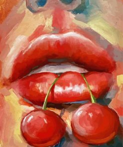 Aesthetic Lips With Cherry paint by number