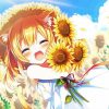 Aesthetic Sunflower Anime Girl Art paint by number