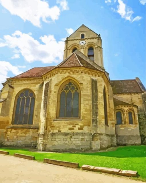 Auvers Sur Oise Church In France Paint by number