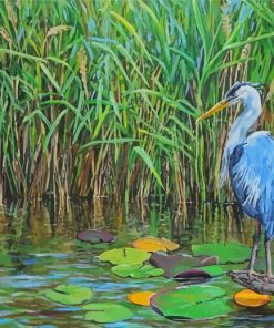 Blue Heron In Swamp Art paint by number