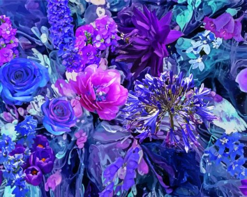 Blue Violet Blooming Flowers paint by number