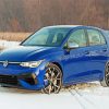 Blue Vw Golf R In Snow paint by number