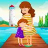 Cartoon Mother Hugging Girl paint by number