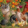 Cat And Chickens paint by number