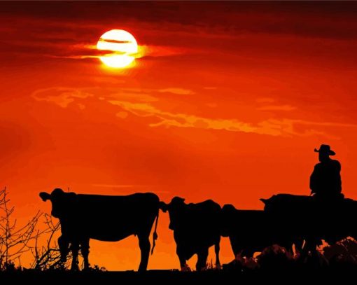 Cows Silhouette paint by number