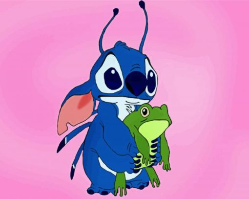 Cute Stitch And Frog paint by number