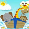 Cute Animals In Boat paint by number