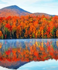 Fall In Mountains Water Reflection paint by number