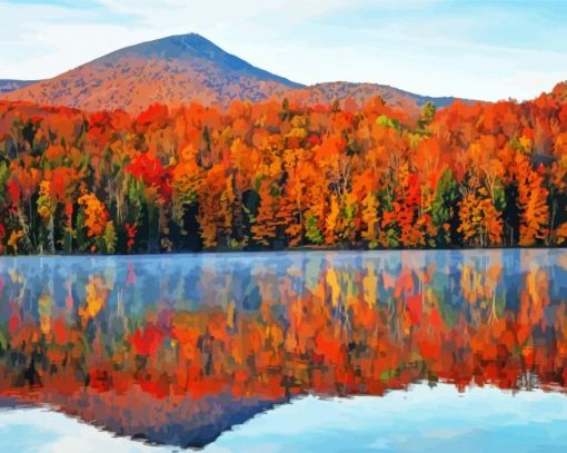 Fall In Mountains Water Reflection paint by number