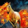 Flaming White Horse paint by number