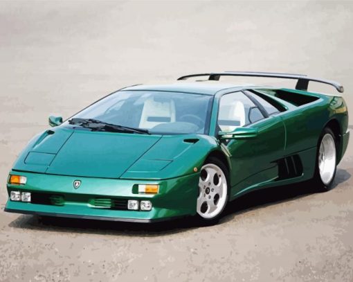 Green Lamborghini Diablo paint by number