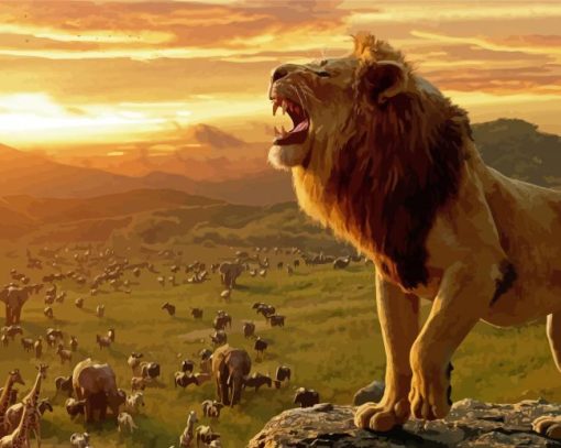 Lion Sunset Animal paint by number