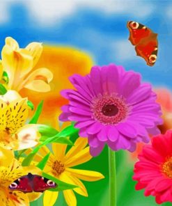 Nature Flowers And Butterflies Paint by number