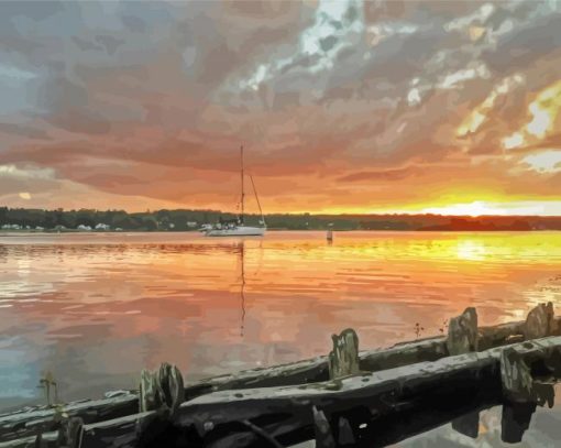 Sister Bay Sunset paint by number