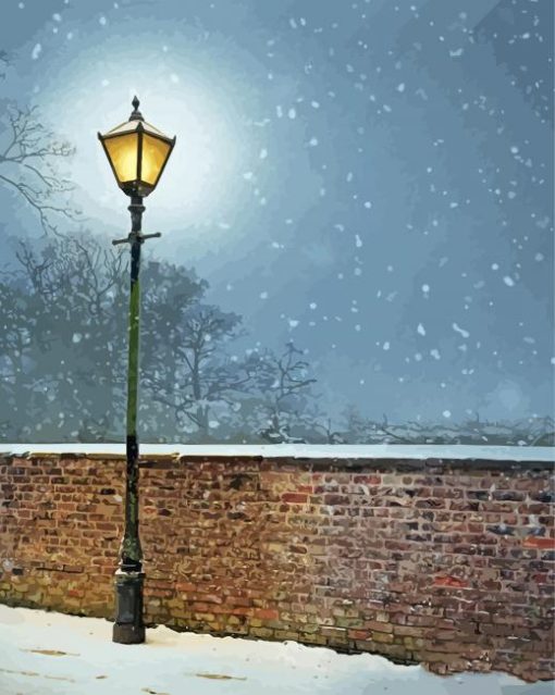 Snowy Victorian Lamppost paint by number