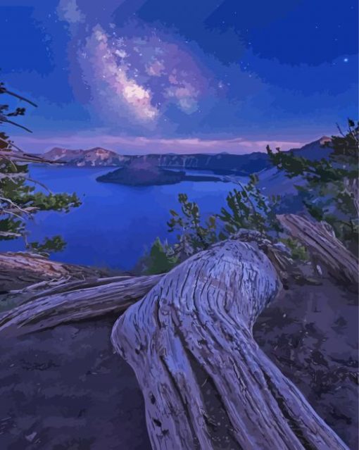 Starry Night Midnight Lake Paint by number