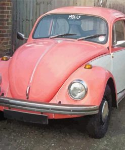 Vintage Volkswagen Beetle Pink paint by number