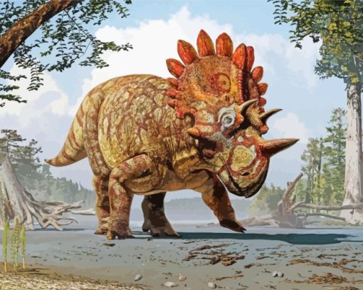 Triceratops Dinosaur Paint By Numbers