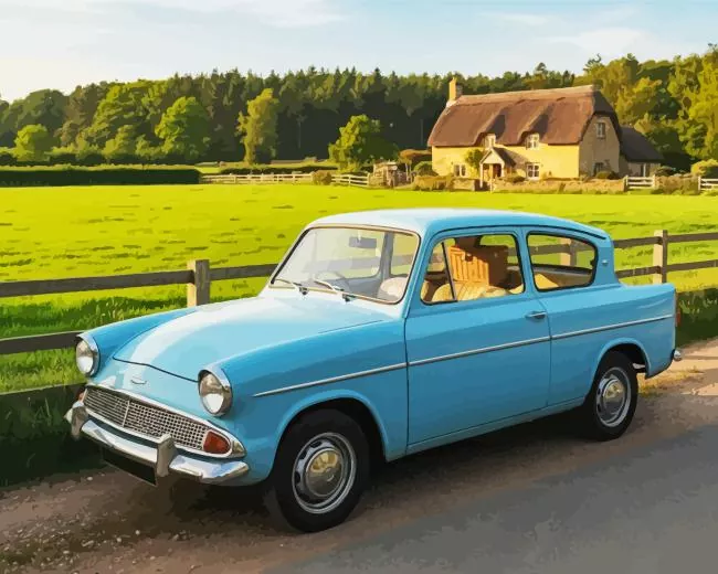 Anglia Car In The Countryside Paint By Numbers