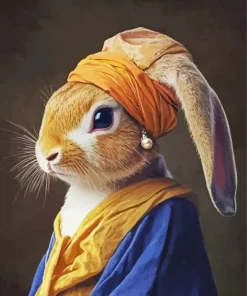 Rabbit With Pearl Earring Paint By Numbers