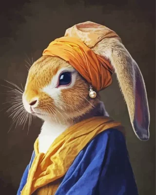 Rabbit With Pearl Earring Paint By Numbers 