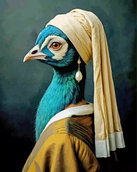 Peacock With Pearl Paint By Numbers